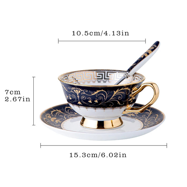 Bone China Mugs Coffee Cups Spoon Saucer 3pcs/Set Restaurant Drinking Utensils Household Drinkware for Wedding Birthday Gifts