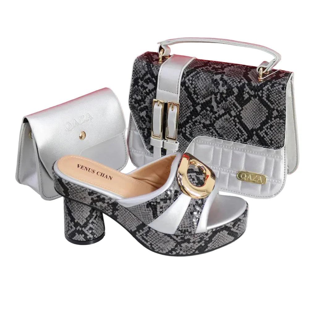 Elegant Ladies High Heels Peep Toe Shoes with Bag Set HYRE654