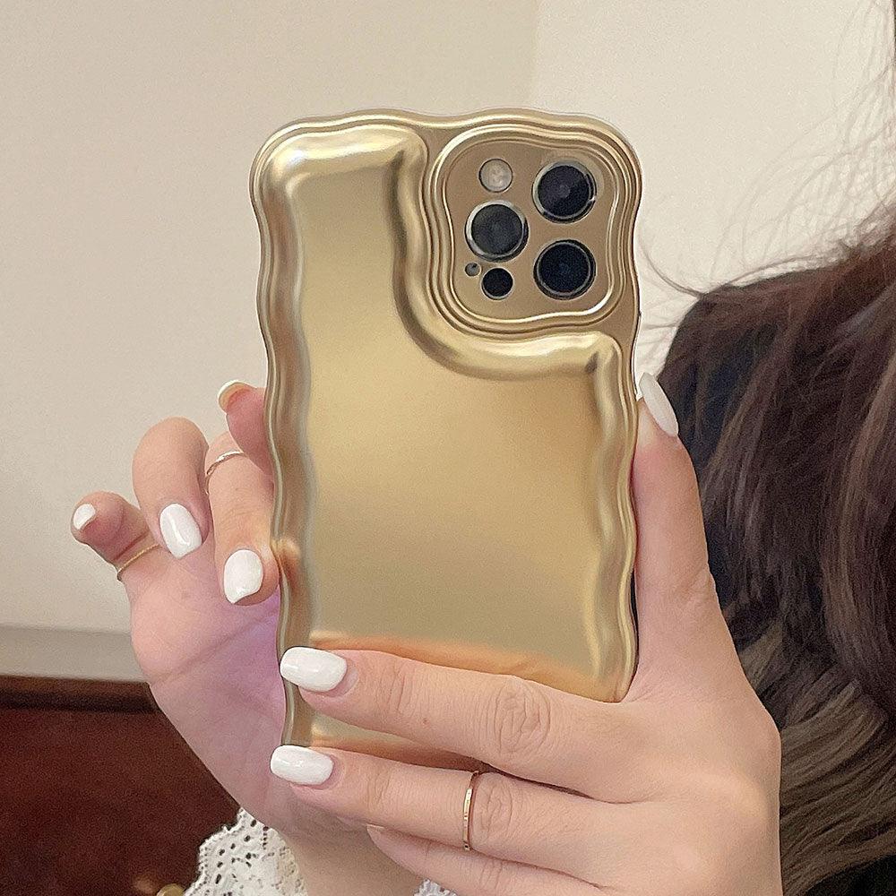 Women Luxury Gold Color Shockproof Phone Case for iPhone 14 13 12 11 Pro Max X Xs Max XR Shock-Absorbing Elegant Shiny Case for iPhone Strong iphone Back Cover