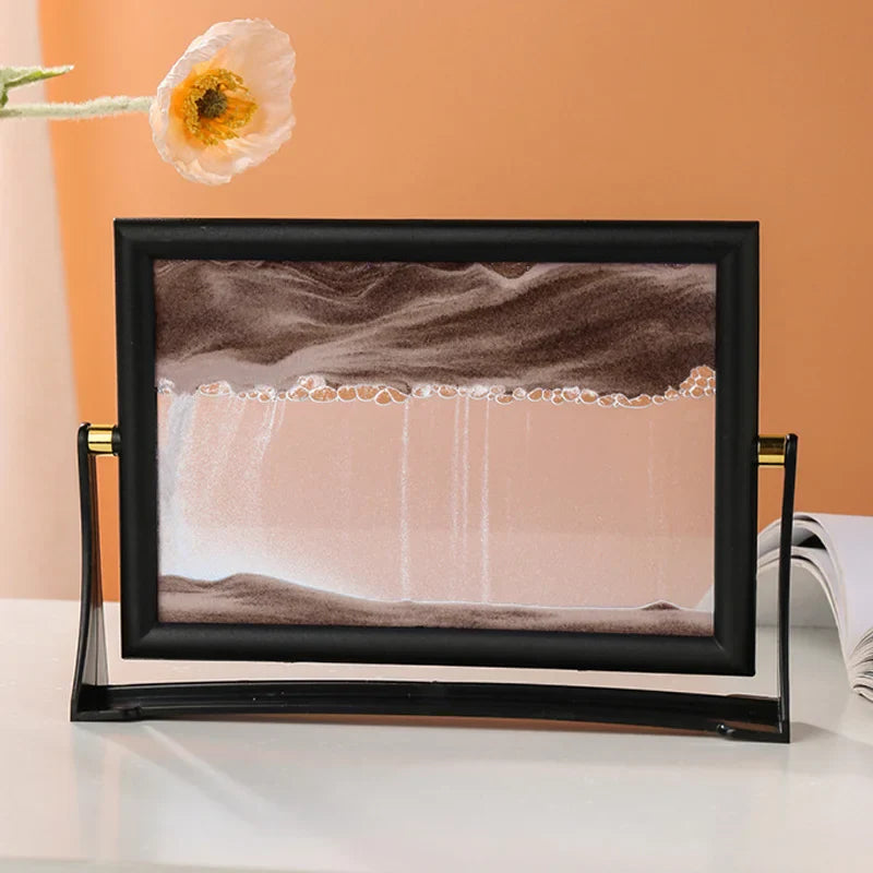 Rotatable Moving Sand Art Picture Square Glass Hourglass 3D Sandscape in Motion Quicksand Hourglass Creativity Home Decor Gifts
