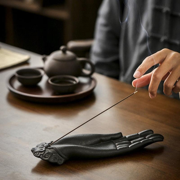 Ceramic Buddha Hand Shape Incense Burner