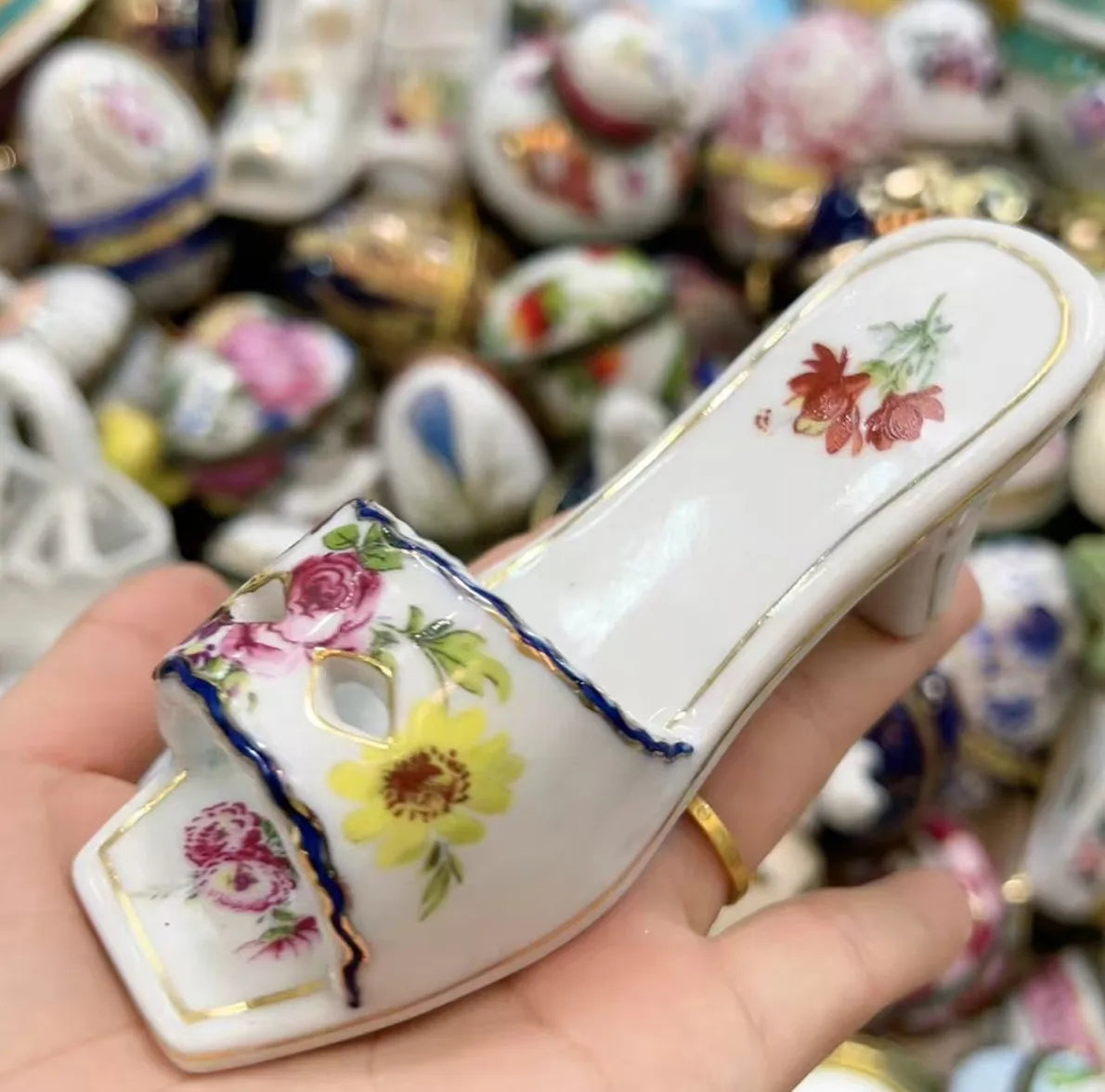 Ceramics Flower Jewelry Storage Box Vase Flower Basket Jewelry Case Storage Jewelry Organizer Display Gifts Home Decor Ornament