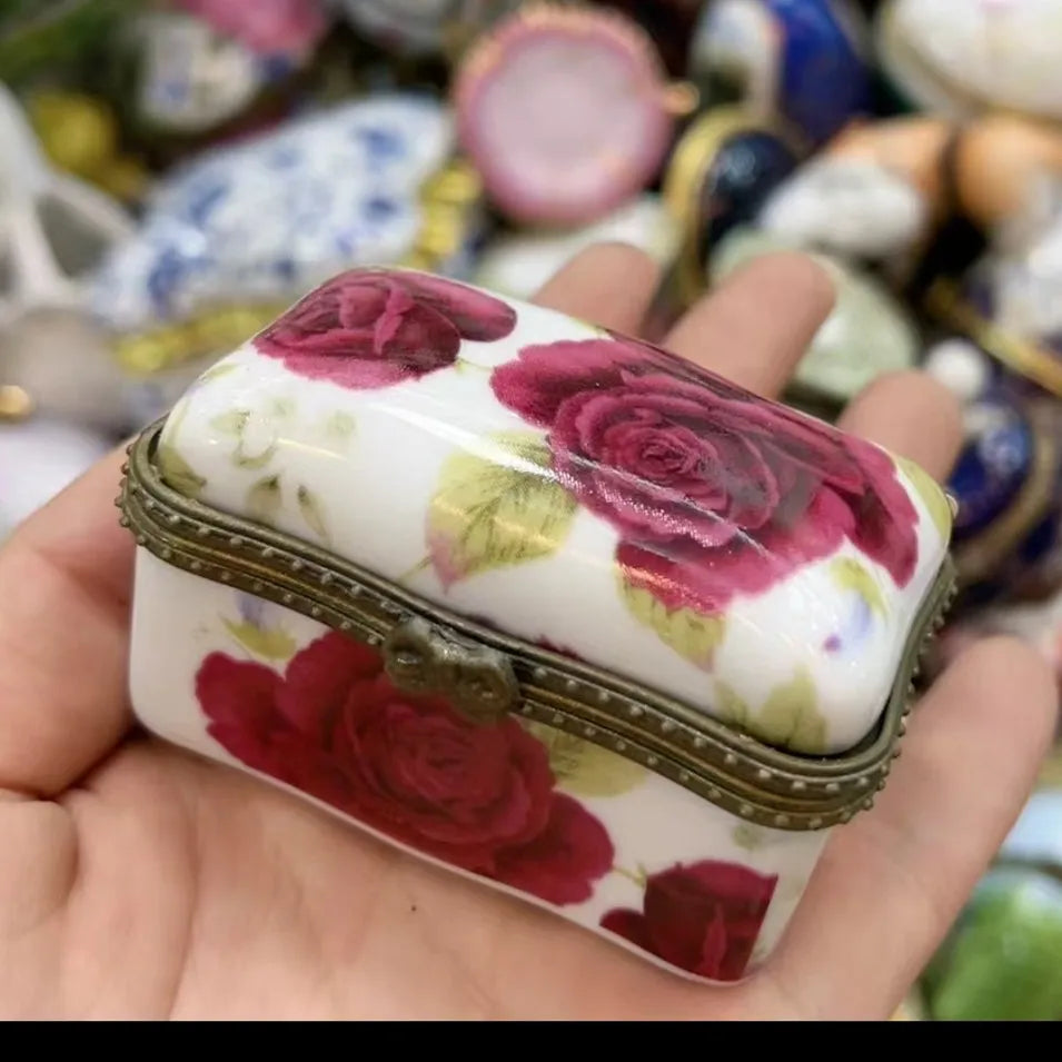 Ceramics Flower Jewelry Storage Box Vase Flower Basket Jewelry Case Storage Jewelry Organizer Display Gifts Home Decor Ornament