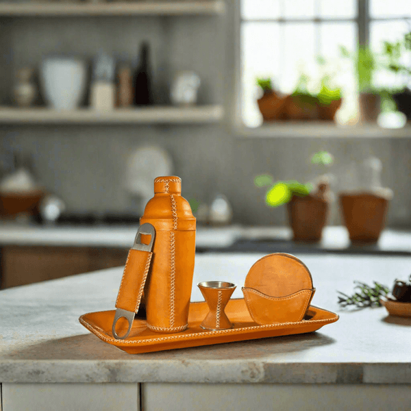 Coctelera | Leather Cocktail Shaker + Jigger