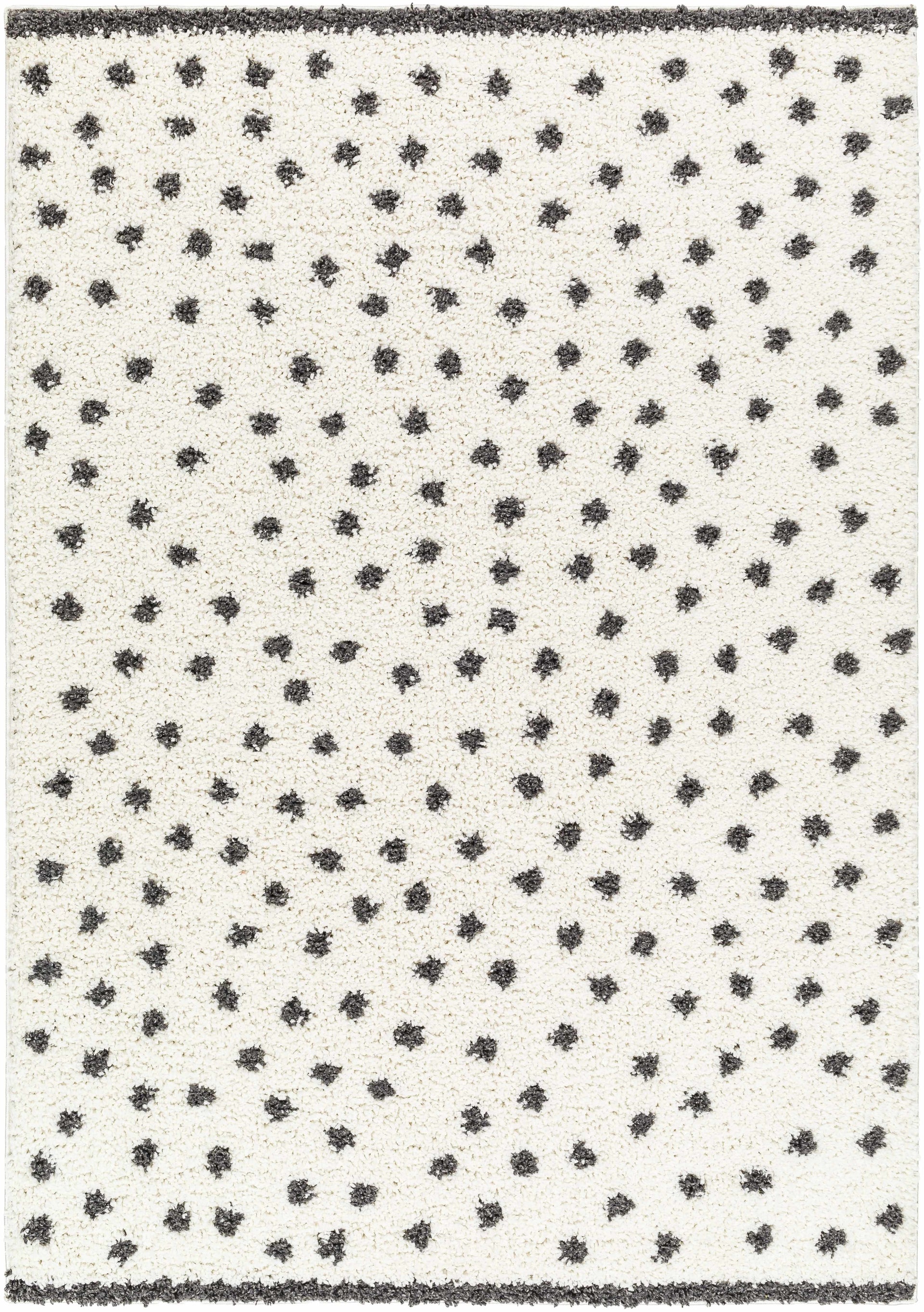 Chaia Dotted Black & White Plush Rug
