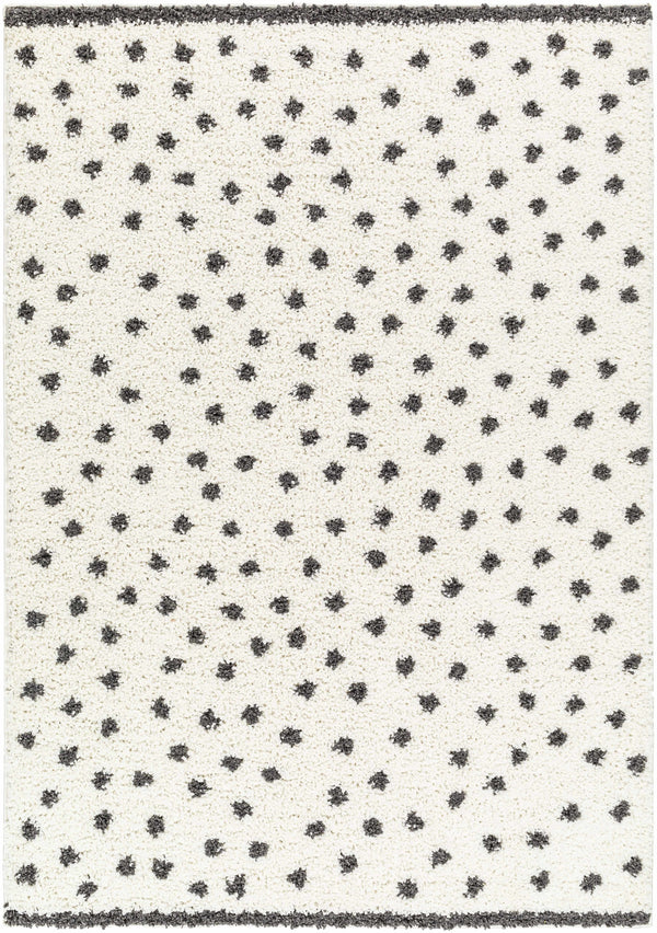Chaia Dotted Black & White Plush Rug