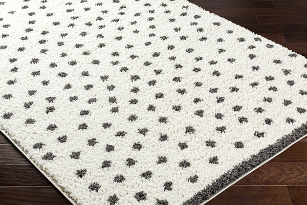 Chaia Dotted Black & White Plush Rug