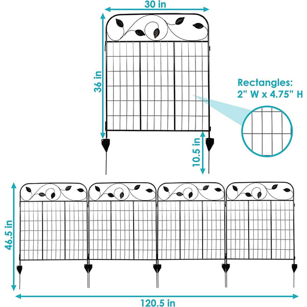 4 Pack Steel Foldable Garden Fence Floral Staked Trellis Panel Animal Barrier