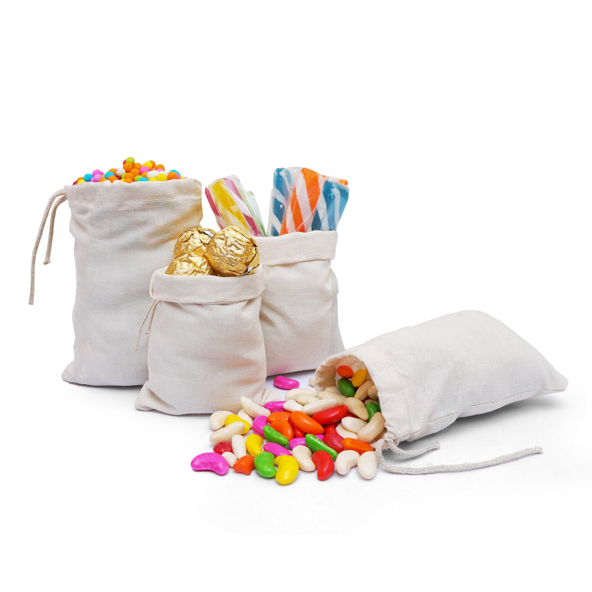 4x6 Inches Reusable Eco-Friendly Cotton Single Drawstring Bags Natural Color