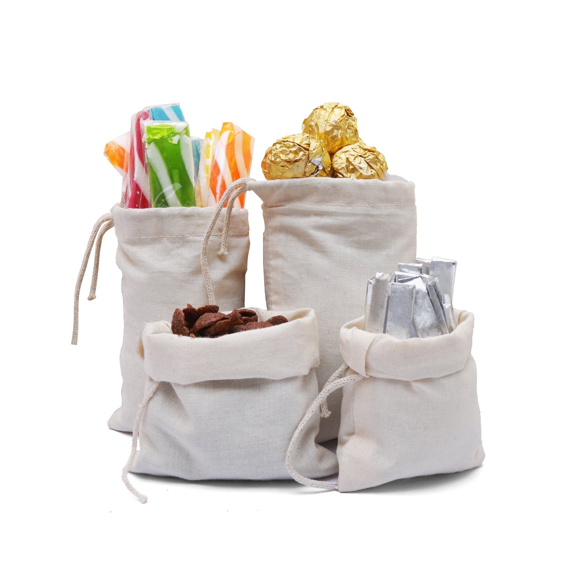 6x8 Inches Reusable Eco-Friendly Cotton Single Drawstring Bags Natural Color