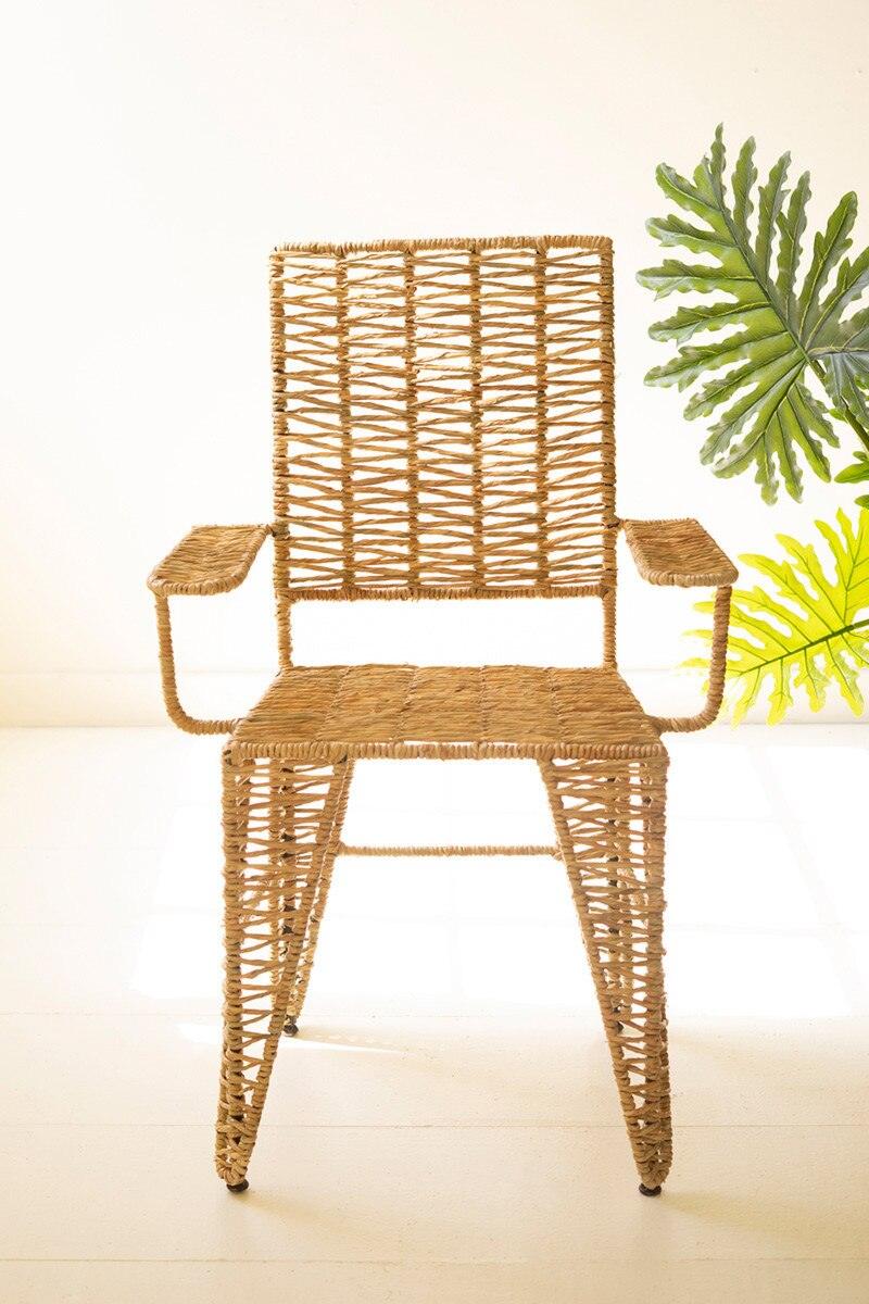 SET OF 2 - IRON AND SEAGRASS ARMCHAIR