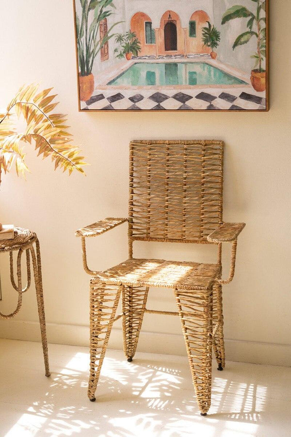 SET OF 2 - IRON AND SEAGRASS ARMCHAIR