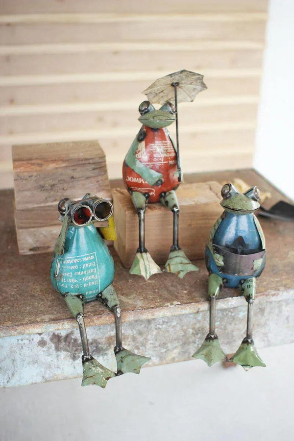 SET OF THREE RECYCLED IRON FROGS - Gifts for You 'n Me