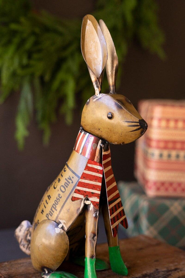 SET OF THREE RECYCLED METAL CHRISTMAS WOODLAND CRITTERS
