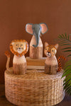 SET OF THREE RECYCLED WOOD AND IRON SAFARI ANIMALS