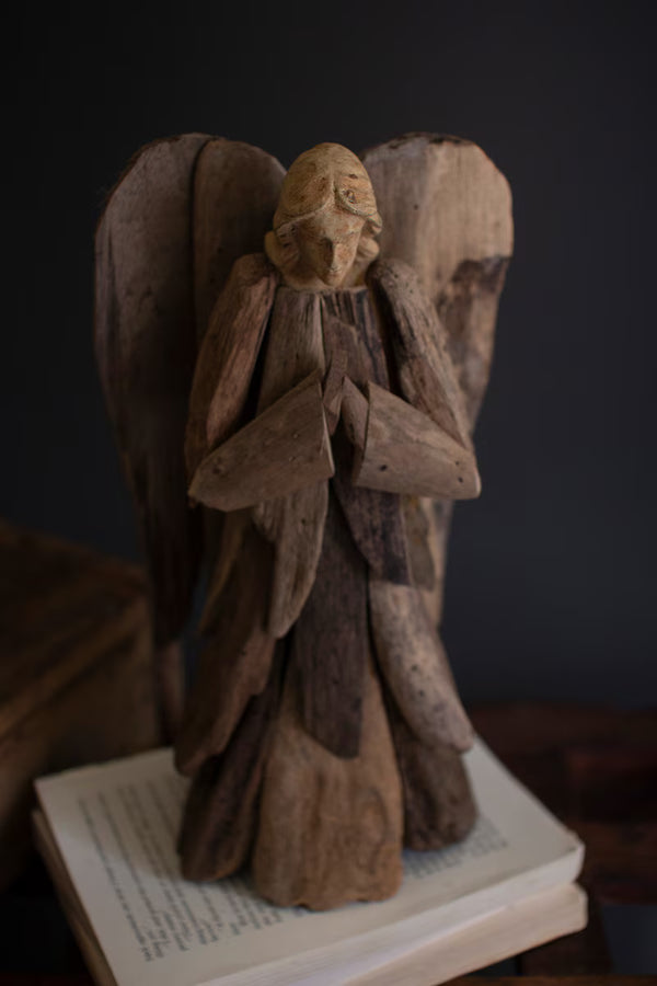 SET OF TWO DRIFTWOOD ANGELS