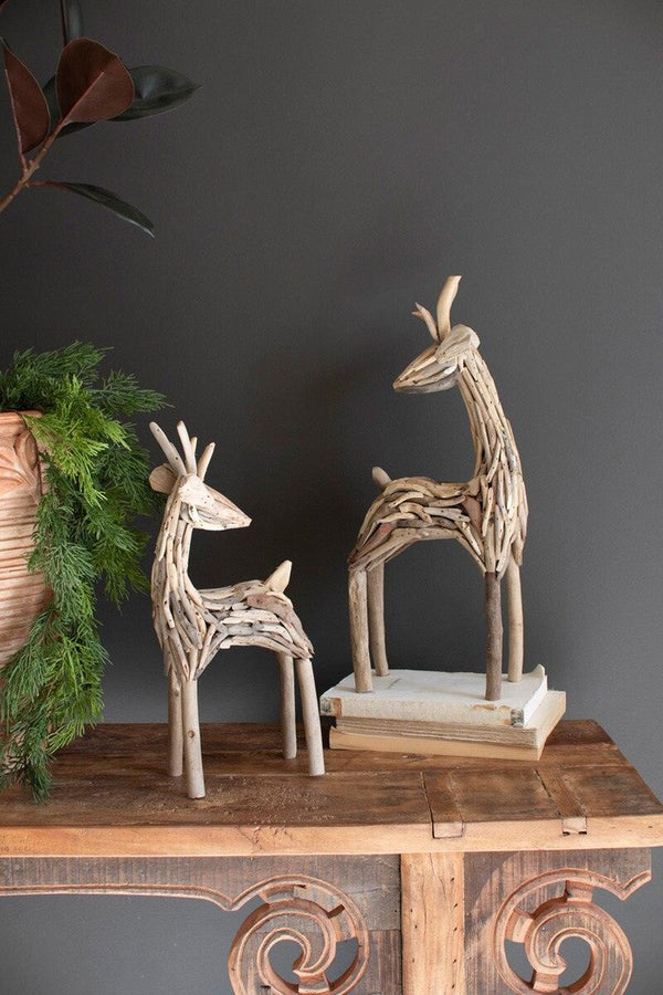 SET OF TWO DRIFTWOOD REINDEER