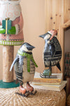SET OF TWO RECYCLED METAL SKATING CHRISTMAS PENQUINS
