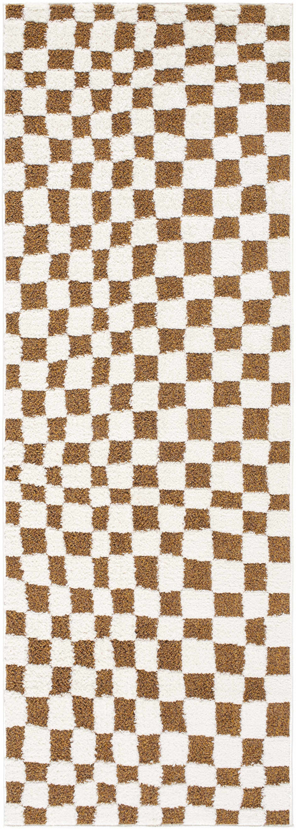 Lajos Brown Checkered Shag Rug