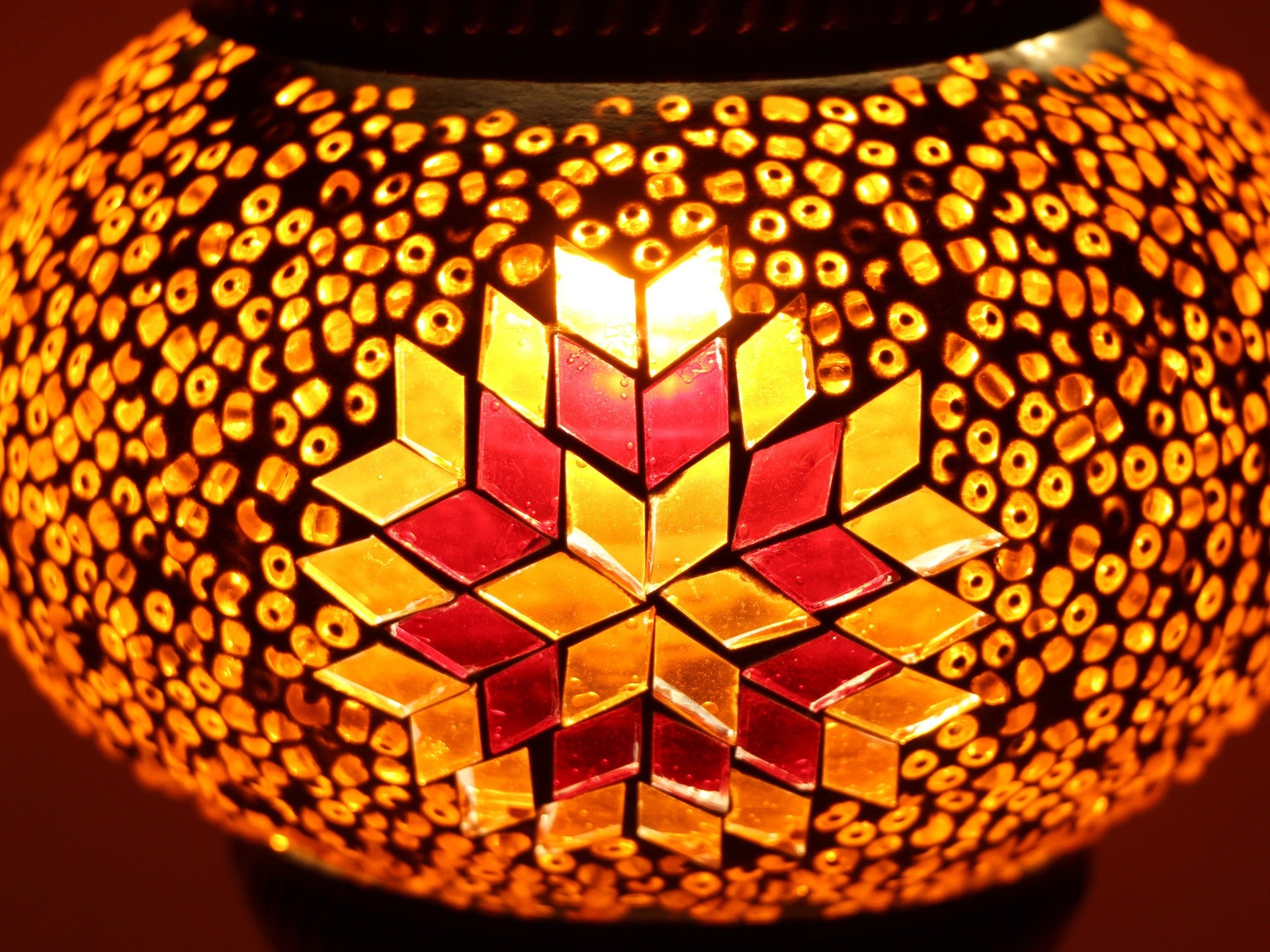 Turkish Mosaic Table Lamp with Bronze Finish - ACL6