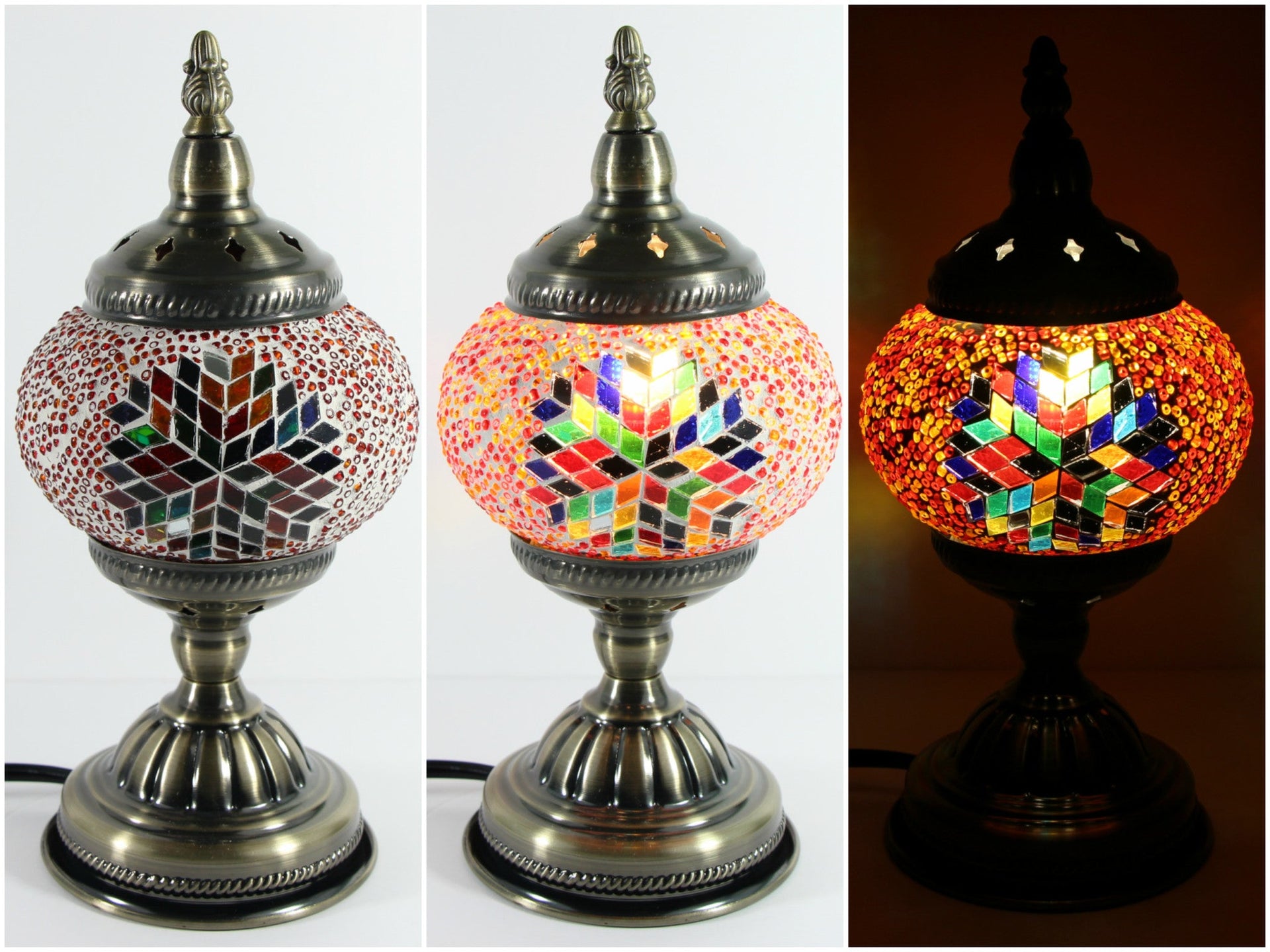 Turkish Mosaic Table Lamp with Bronze Finish - ACL7