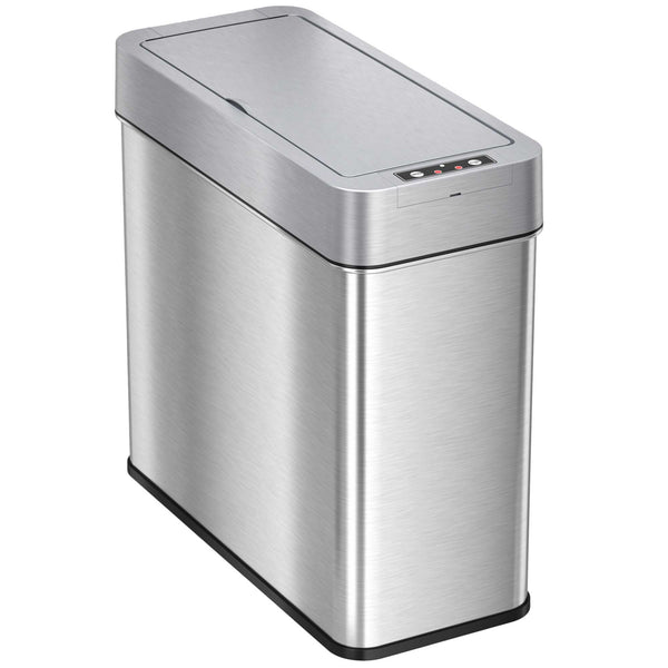 4 Gallon Slim Self-Contained Electric-Motor Sensor Bathroom Trash Can (Right Side Lid Open)