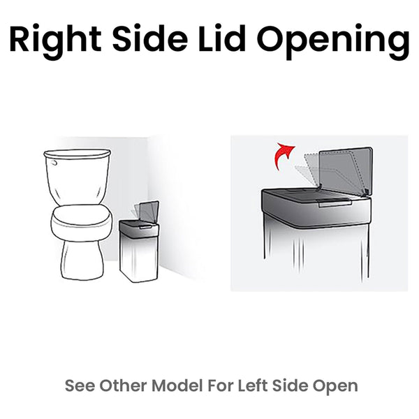4 Gallon Slim Self-Contained Electric-Motor Sensor Bathroom Trash Can (Right Side Lid Open)