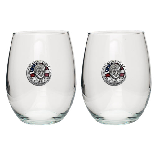 Donald Trump w/ Flag Stemless Goblet (Set of 2)