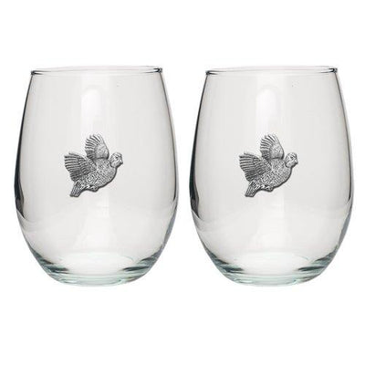 Bobwhite Quail Stemless Goblets (Set of 2)