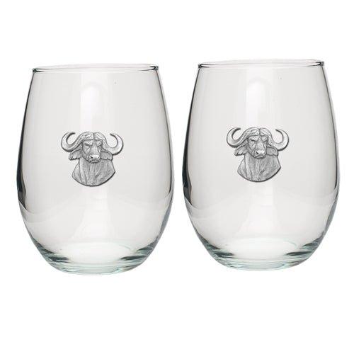 Cape Buffalo Stemless Goblets (Set of 2)