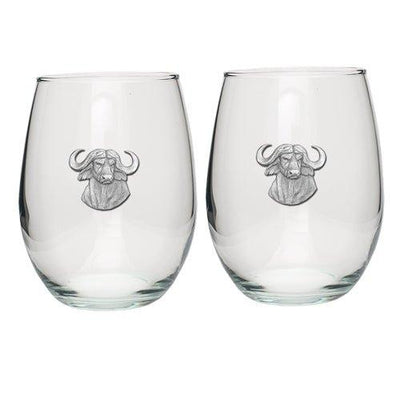 Cape Buffalo Stemless Goblets (Set of 2)