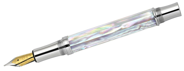 Maestro® Oceanic White Mother of Pearl Fountain Pen (Medium Nib) - DLC (Diamond-Like Coating) PVD Cap
