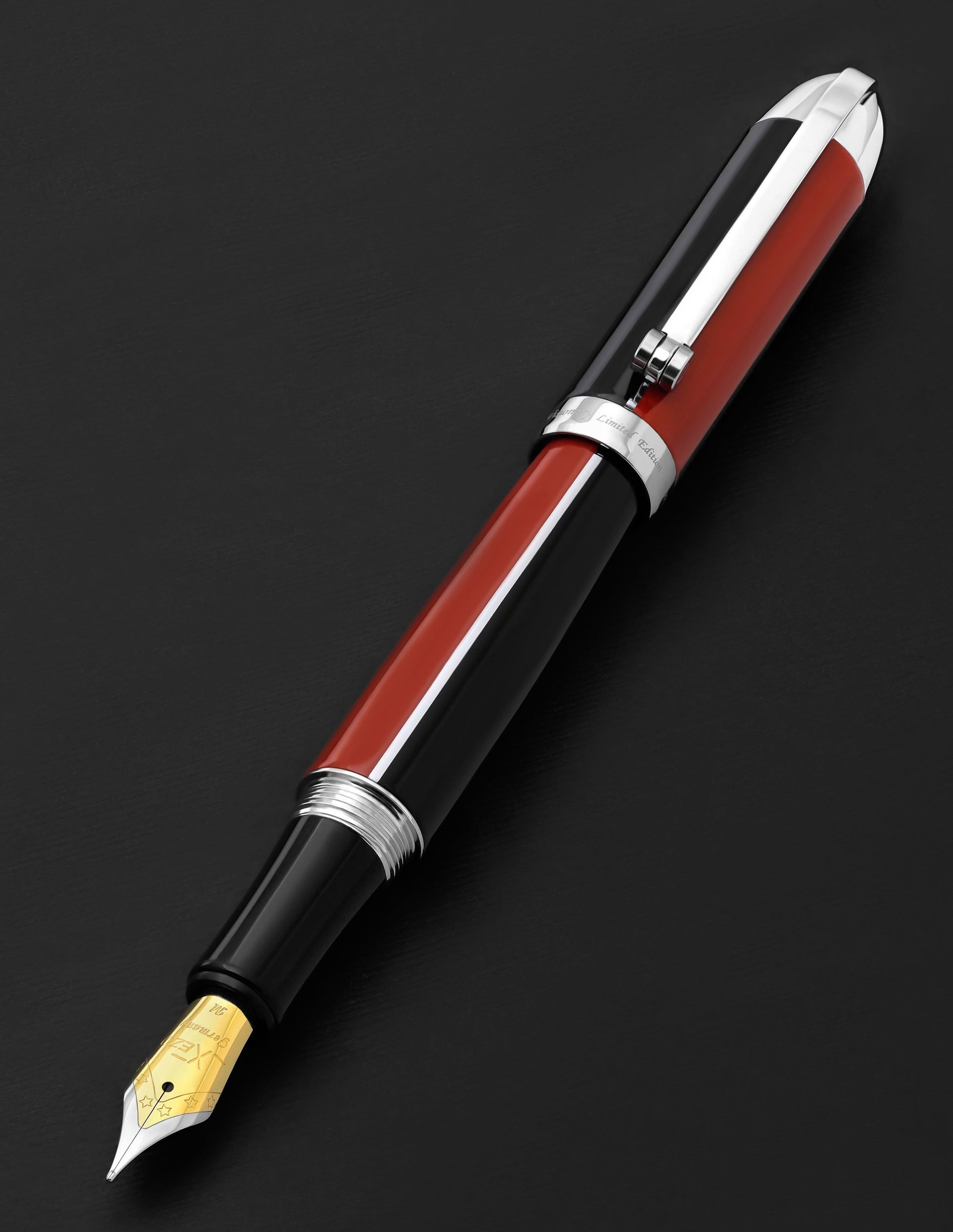 Visionary® Brass & Aluminum Enameled Fountain Pen (Medium Nib) - Red / Black