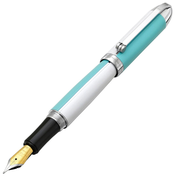 Visionary® Brass & Aluminum Enameled Fountain Pen (Medium Nib) - Sky Blue / White - Gifts for You 'n Me