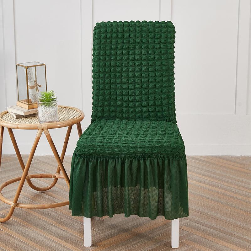 Premium Textured Seersucker High-Stretch Washable Dining Chair Slipcovers with Skirt