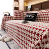 Jacquard Fleece Houndstooth Warm Cozy Couch Cover Blanket Decorative Throws for Sofas - Red / 180x130cm (70" x 51")