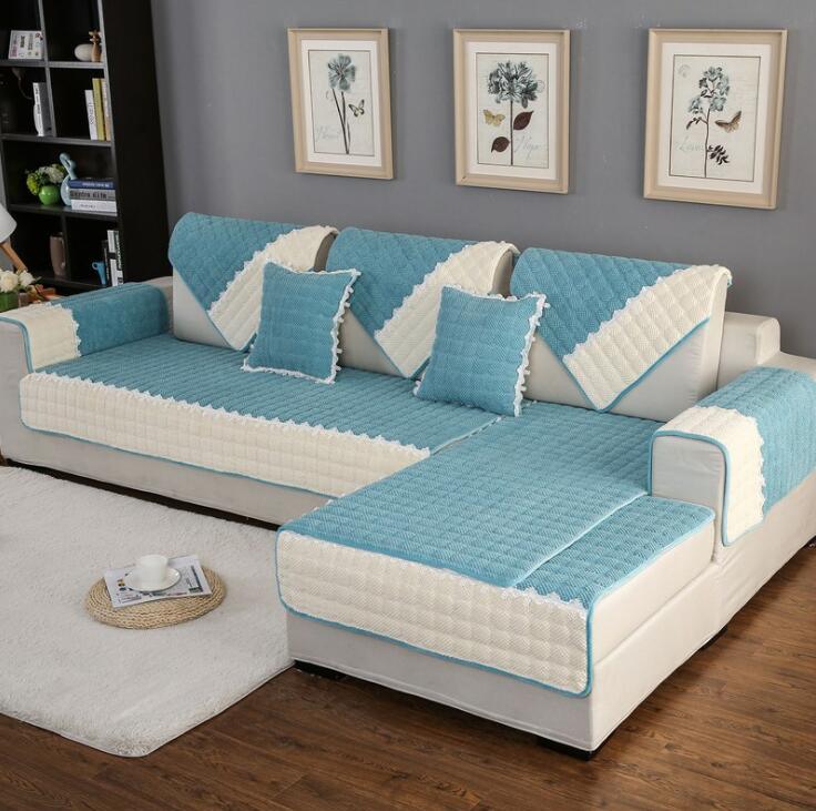 Non-Slip Sectional Couch Cover with Lace, Furniture Protector for Dogs, Pets, and Kids II