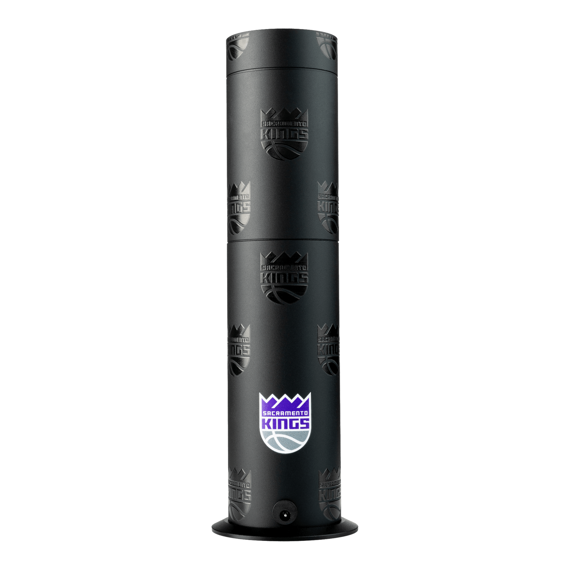 Black cylindrical container with Sacramento Kings logo on a white background