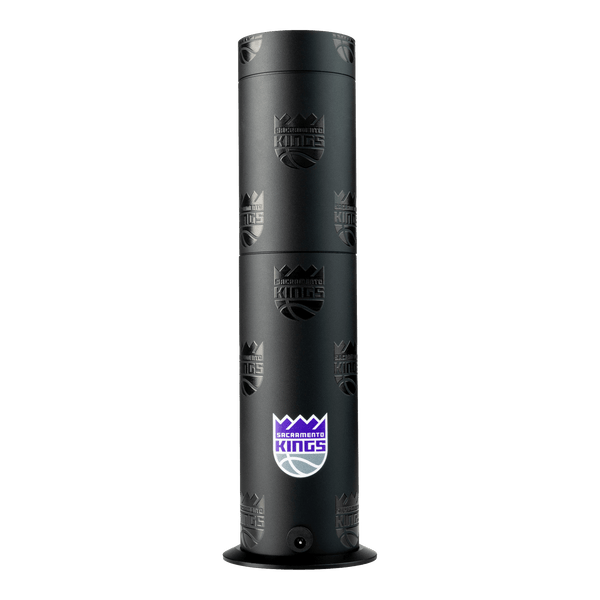 Black cylindrical container with Sacramento Kings logo on a white background
