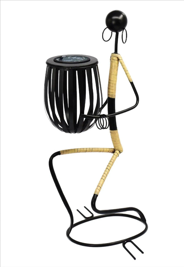 Abstract Tribal Lady Figurine Sculpture Lunging with Solar LED Light - Gifts for You 'n Me