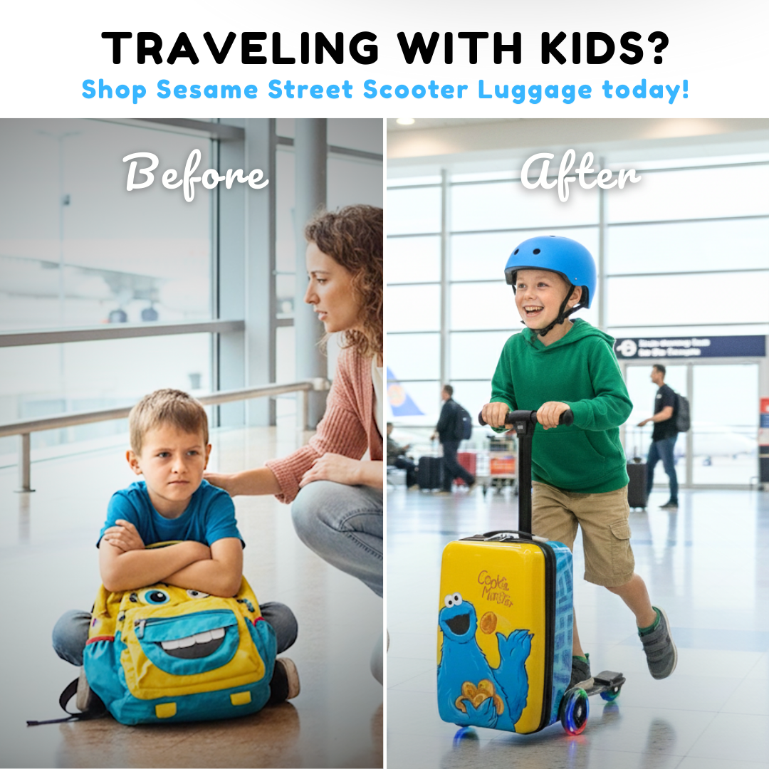 Sesame Street Gang 4-in-1 Detachable Scooter Luggage