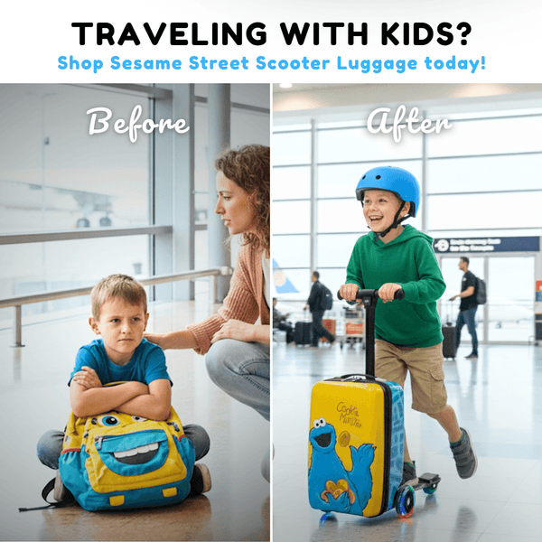 Sesame Street Gang 4-in-1 Detachable Scooter Luggage