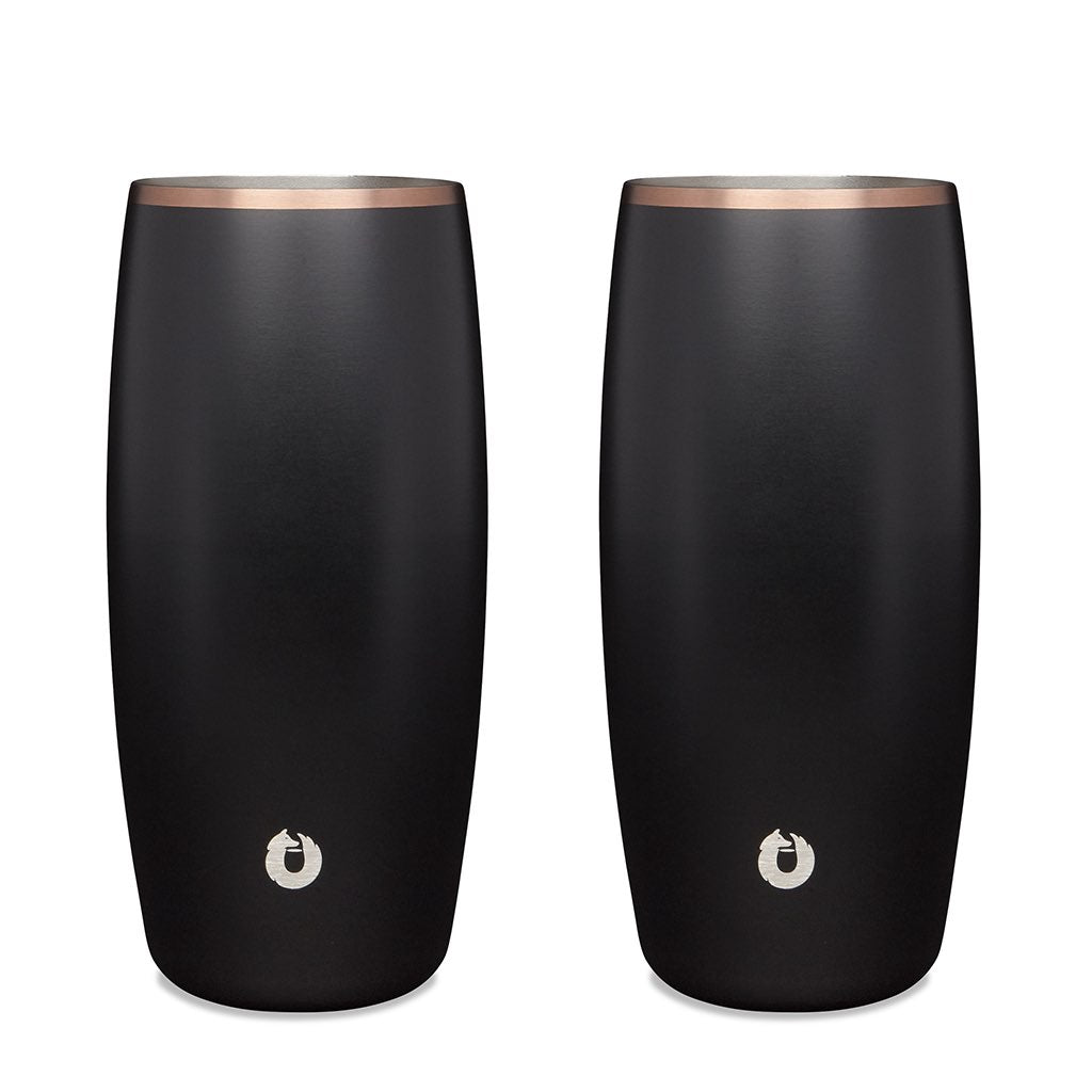 Stainless Steel Beer Glass Set, Set of 2 - Black