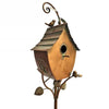 Outdoor Powder Coated Iron Birdhouse with 3-Prong Garden Stake in Copper Finish