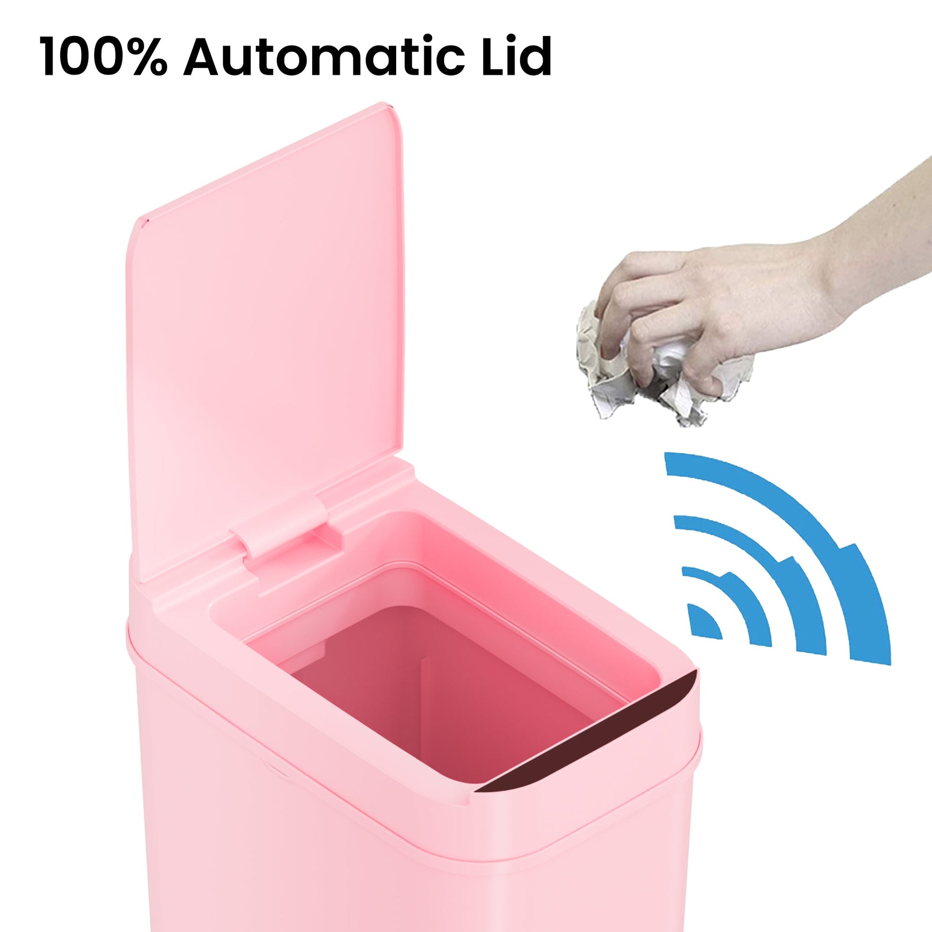 3 Gallon / 10 Liter Plastic Sensor Trash Can (Pink)