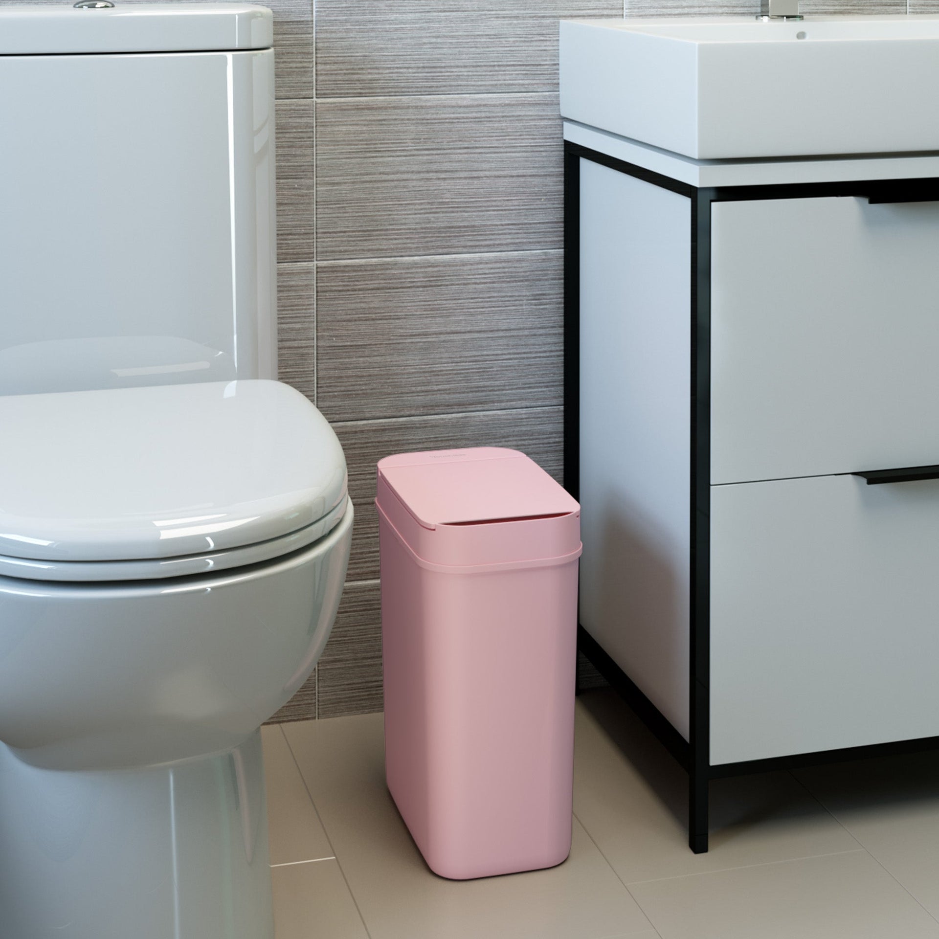 3 Gallon / 10 Liter Plastic Sensor Trash Can (Pink)