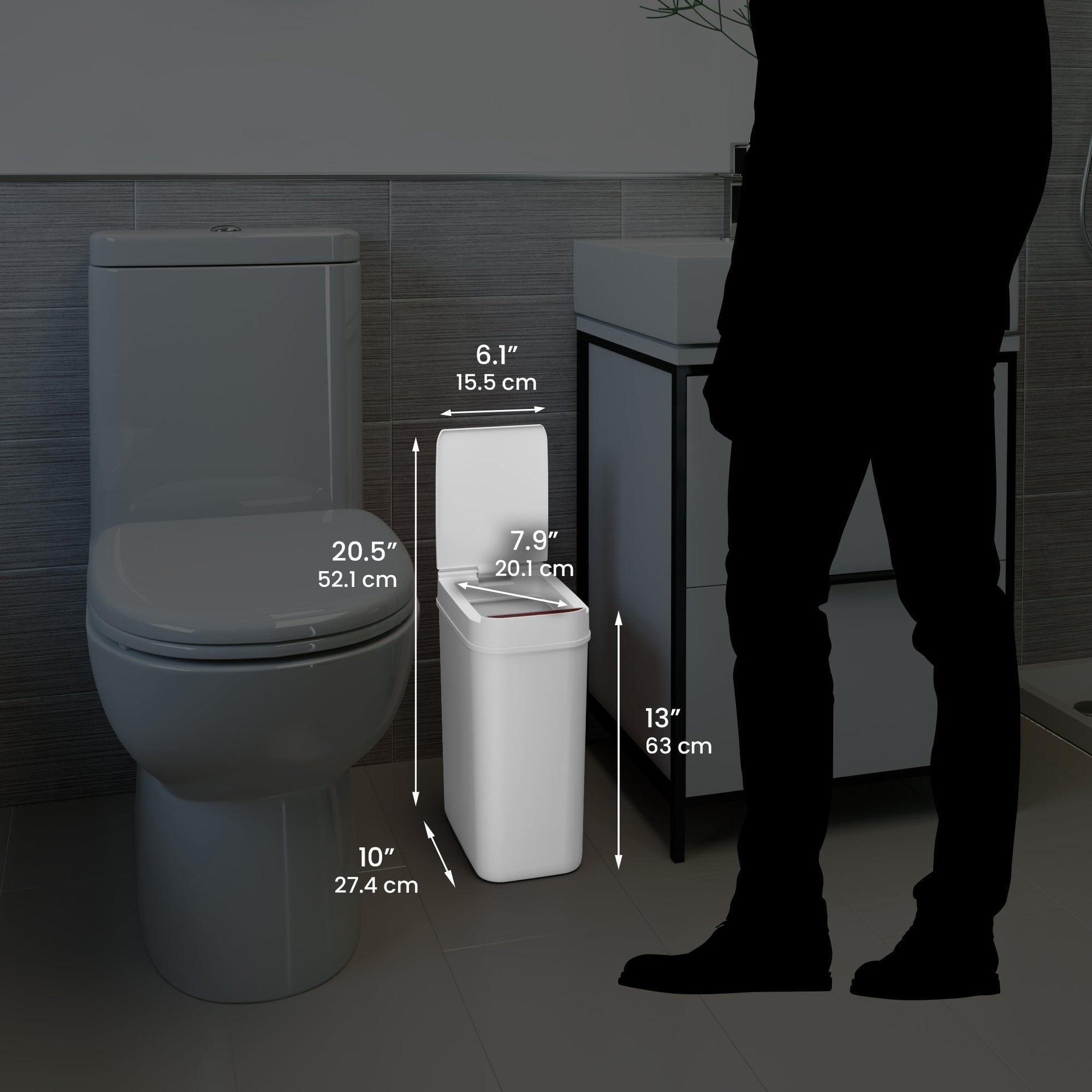 3 Gallon / 10 Liter Plastic Sensor Trash Can (White)