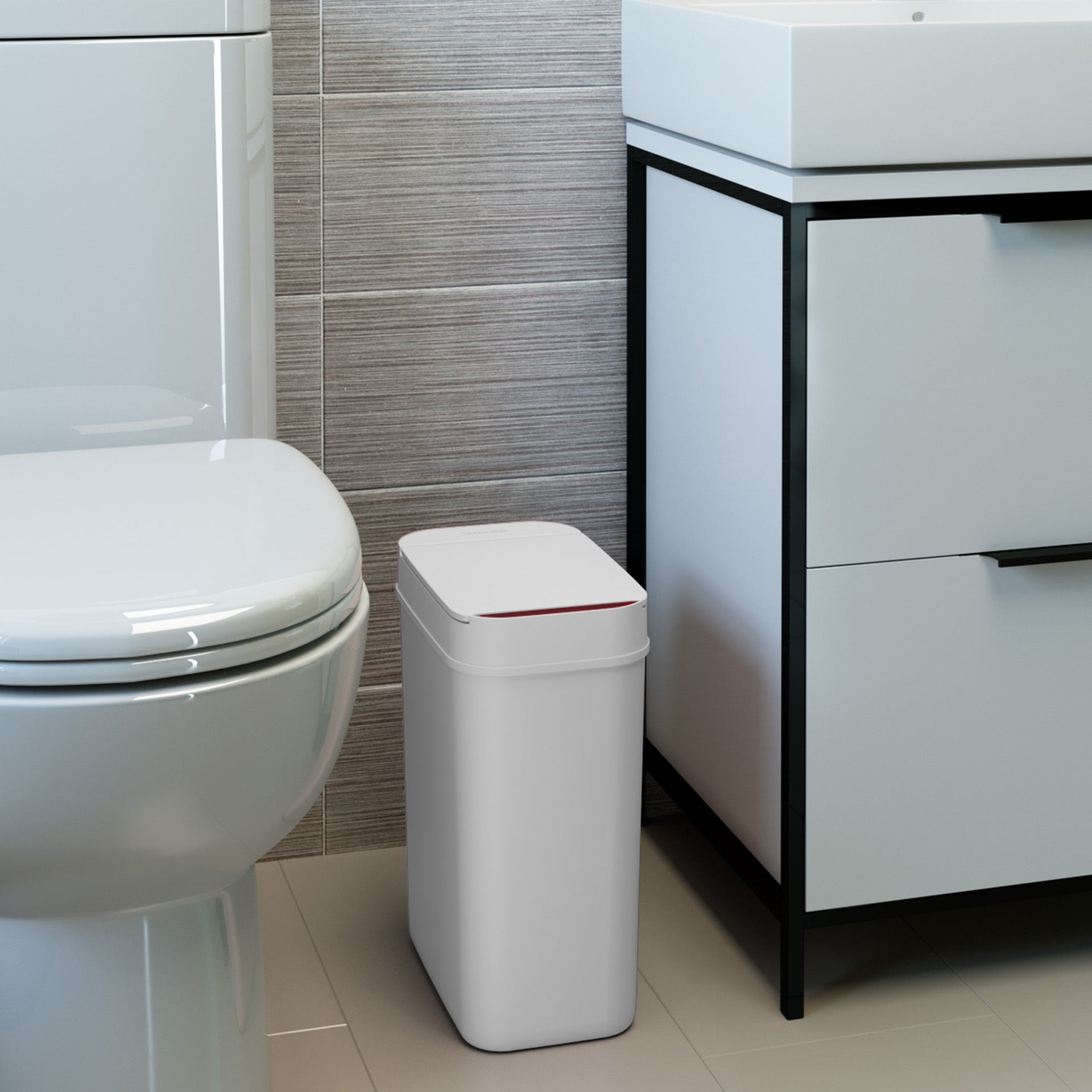 3 Gallon / 10 Liter Plastic Sensor Trash Can (White)