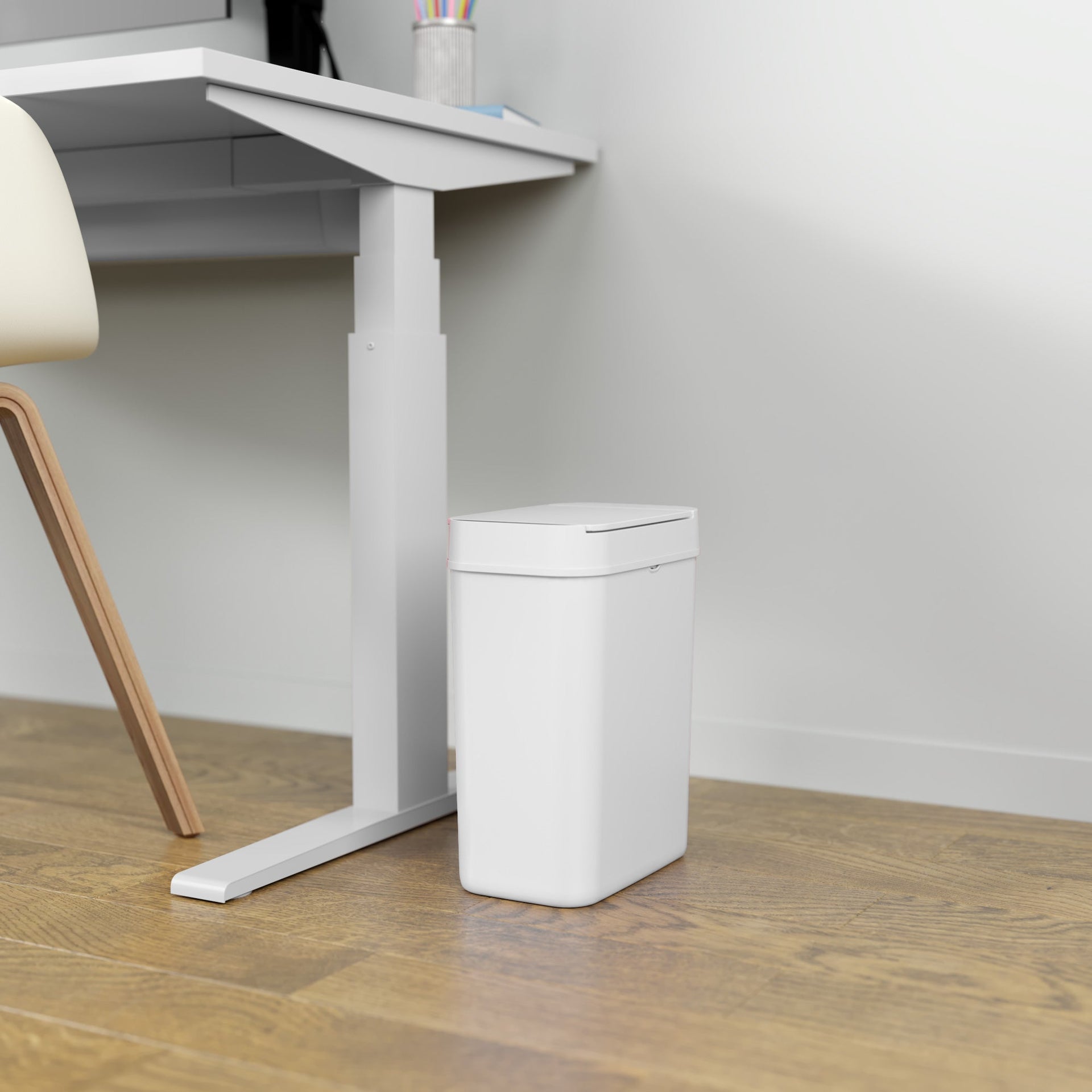 3 Gallon / 10 Liter Plastic Sensor Trash Can (White)