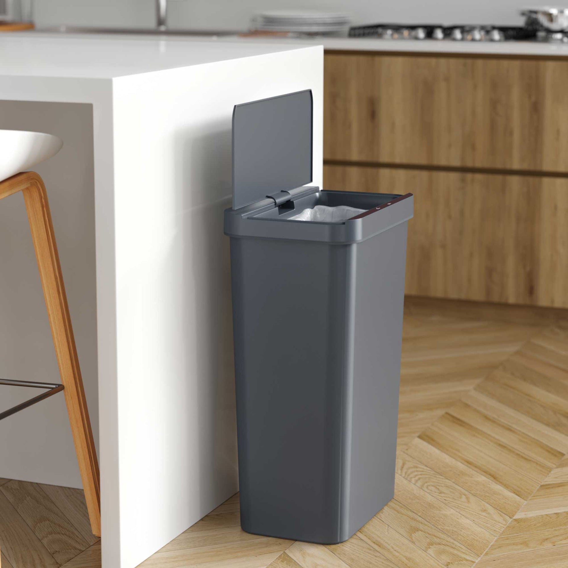 13.2 Gallon / 50 Liter Prime Plastic Sensor Trash Can (Gray)